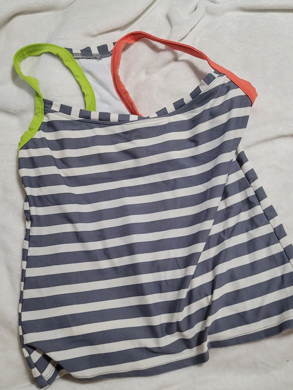 Swimsuit Stripe 4 Piece Bikini Set Bundle in Coral, Gray & Lime Sz L Swim